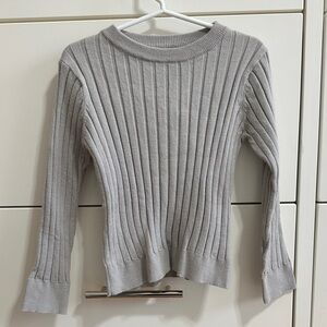 ZARA Heather Gray Ribbed Knit Top